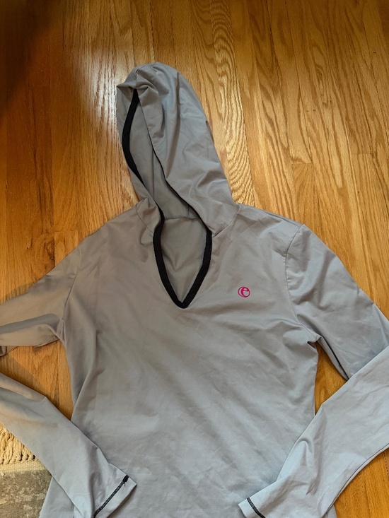 Elita Tops - Light Grey Stretch Yoga Hoodie Top - size large